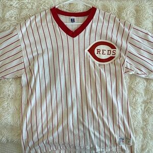Reds Red and White Striped Shirt